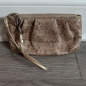 Coach Shimmering Gold Wristlet Clutch